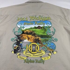 Tri-Mountain Mens Tan 2011 Michigan State Rally HOG Staff Graphic Shirt L
